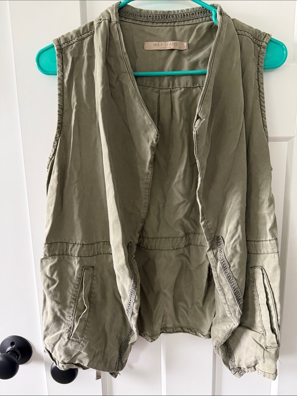 Max Jeans Olive Utility Draped Vest